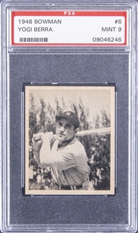 1948 Bowman #6 Yogi Berra Rookie Card – PSA MINT 9